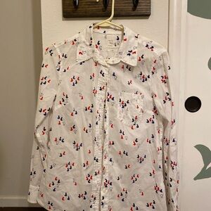 GAP White Shirt with Red and Blue Pattern